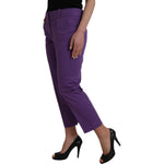 BENCIVENGA Purple Cotton MidWaist Straight Cropped Pants BENCIVENGA Dark Slate Gray