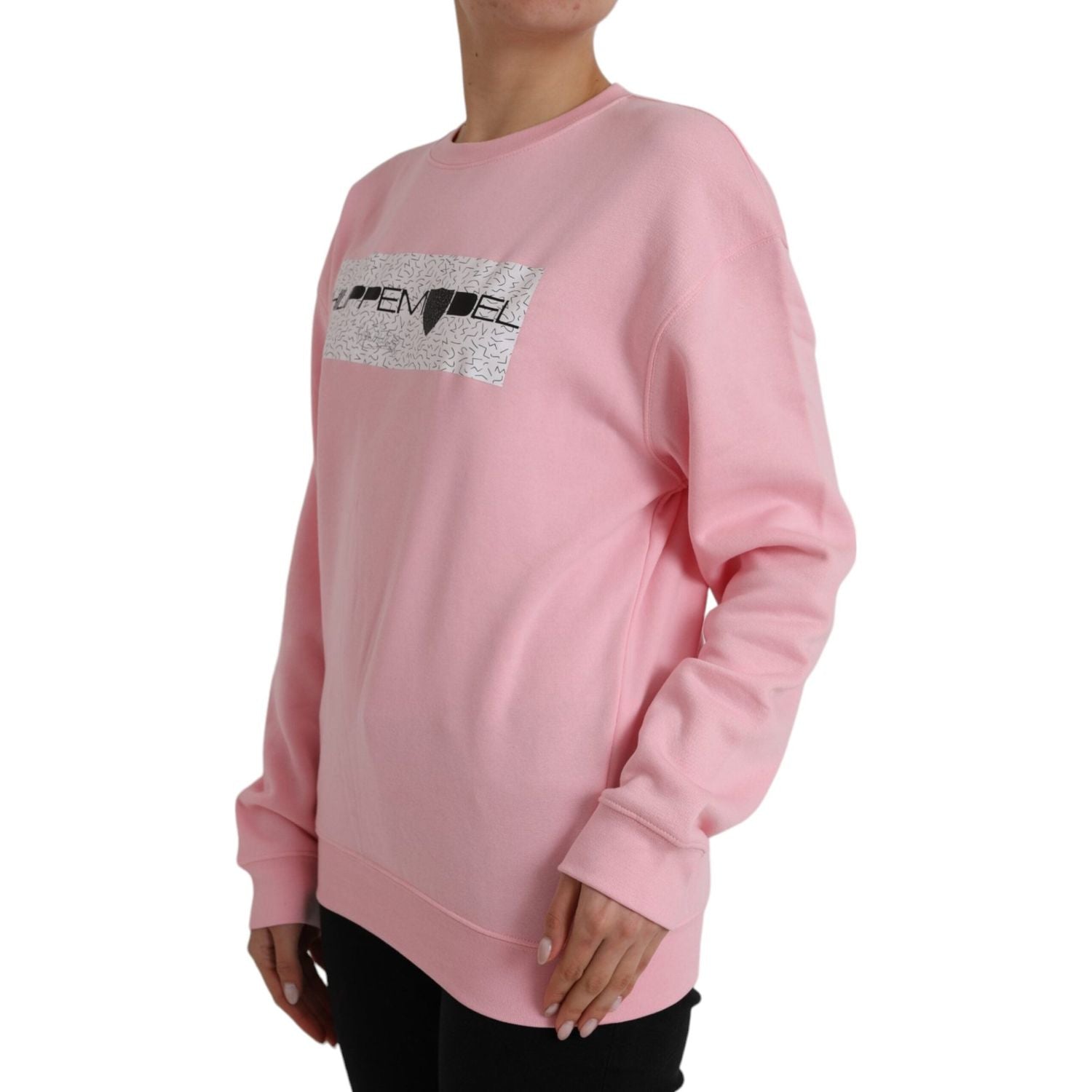 Philippe Model Pink Cotton Logo Print Long Sleeves Pullover Sweater