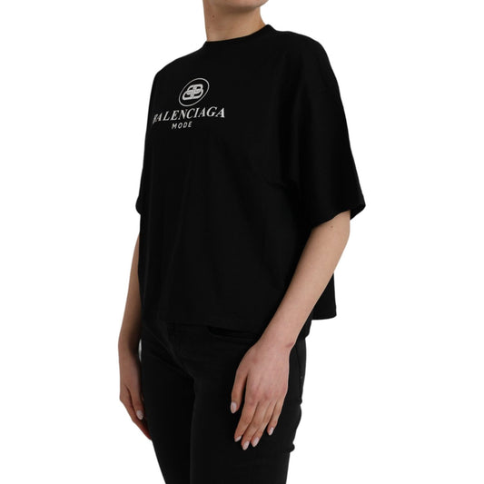 Balenciaga Black Cotton Logo Crew Neck Short Sleeves T-shirt Balenciaga Rosy Brown