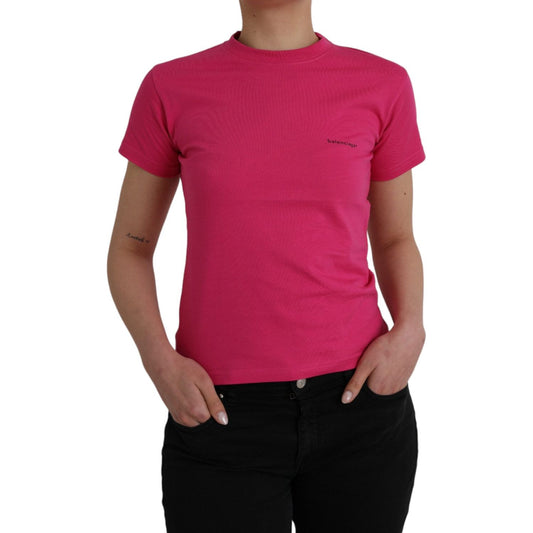 Balenciaga Pink Cotton Crew Neck Short Sleeves Tee T-shirt Balenciaga Maroon