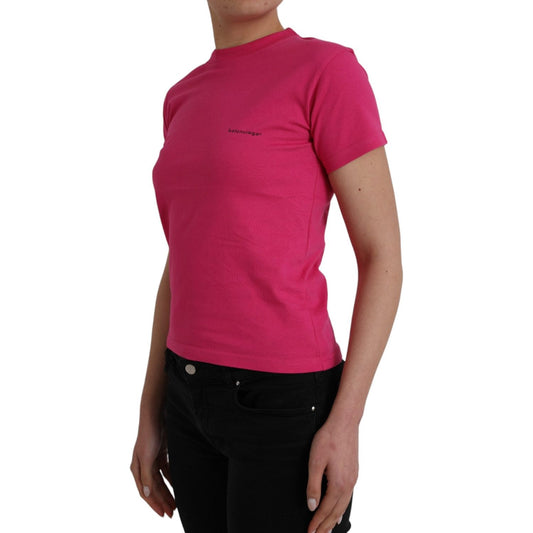 Balenciaga Pink Cotton Crew Neck Short Sleeves Tee T-shirt Balenciaga Maroon