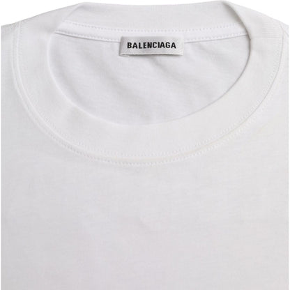 Balenciaga White Cotton Crew Neck Short Sleeves Tee T-shirt