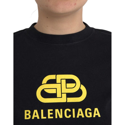Balenciaga Black Cotton Logo Crew Neck Short Sleeves T-shirt