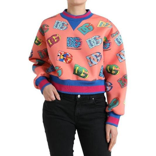 Dolce & Gabbana Salmon Pink Logo Print Sweatshirt Sweater Dolce & Gabbana Dark Salmon