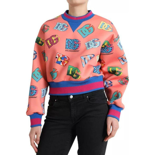 Dolce & Gabbana Salmon Pink Logo Print Sweatshirt Sweater Dolce & Gabbana Rosy Brown