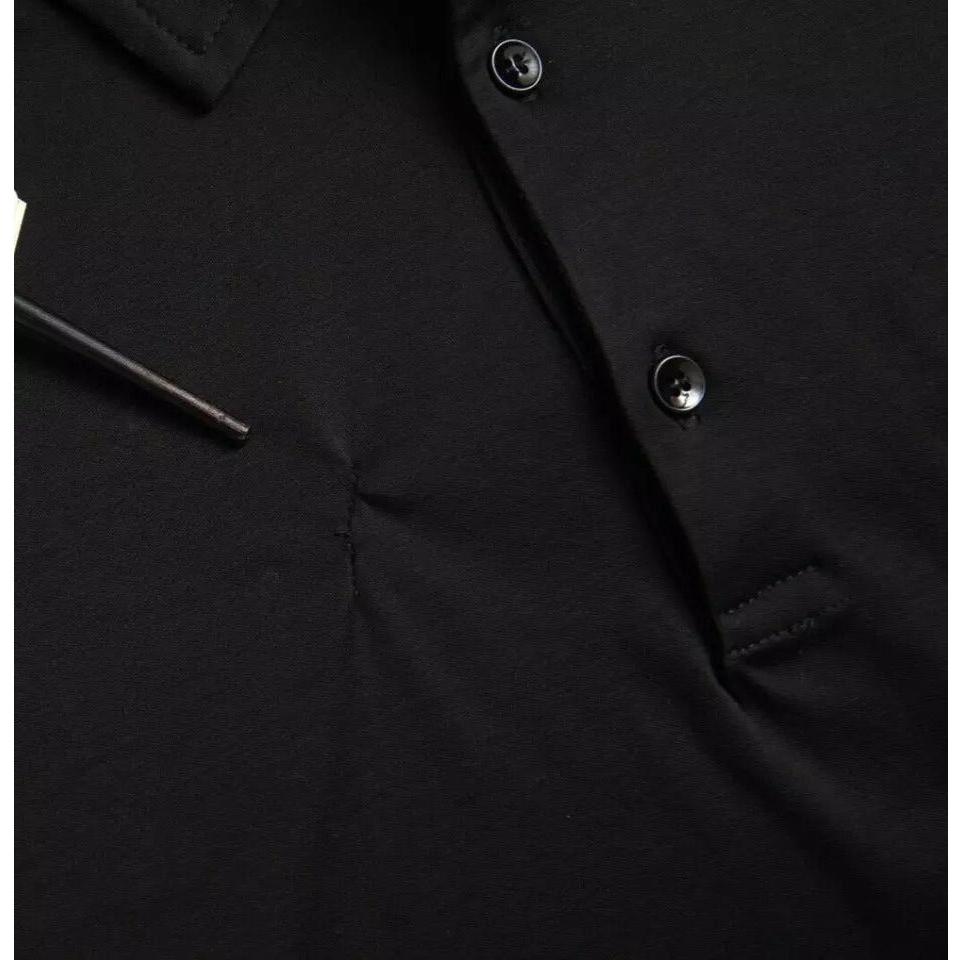 Dolce & Gabbana Black Logo Cotton Collared Polo Top T-shirt