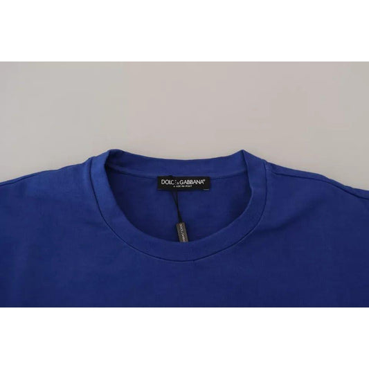 Dolce & Gabbana Blue Logo Print Crewneck Cotton T-shirt Dolce & Gabbana Midnight Blue