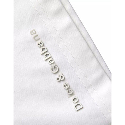 Dolce & Gabbana White Logo Embossed Cotton Crewneck T-shirt