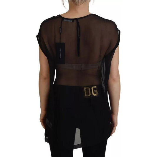 Dolce & Gabbana Black Mesh Transparent Blouse Pullover Top Dolce & Gabbana Black