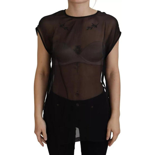 Dolce & Gabbana Black Mesh Transparent Blouse Pullover Top Dolce & Gabbana Black