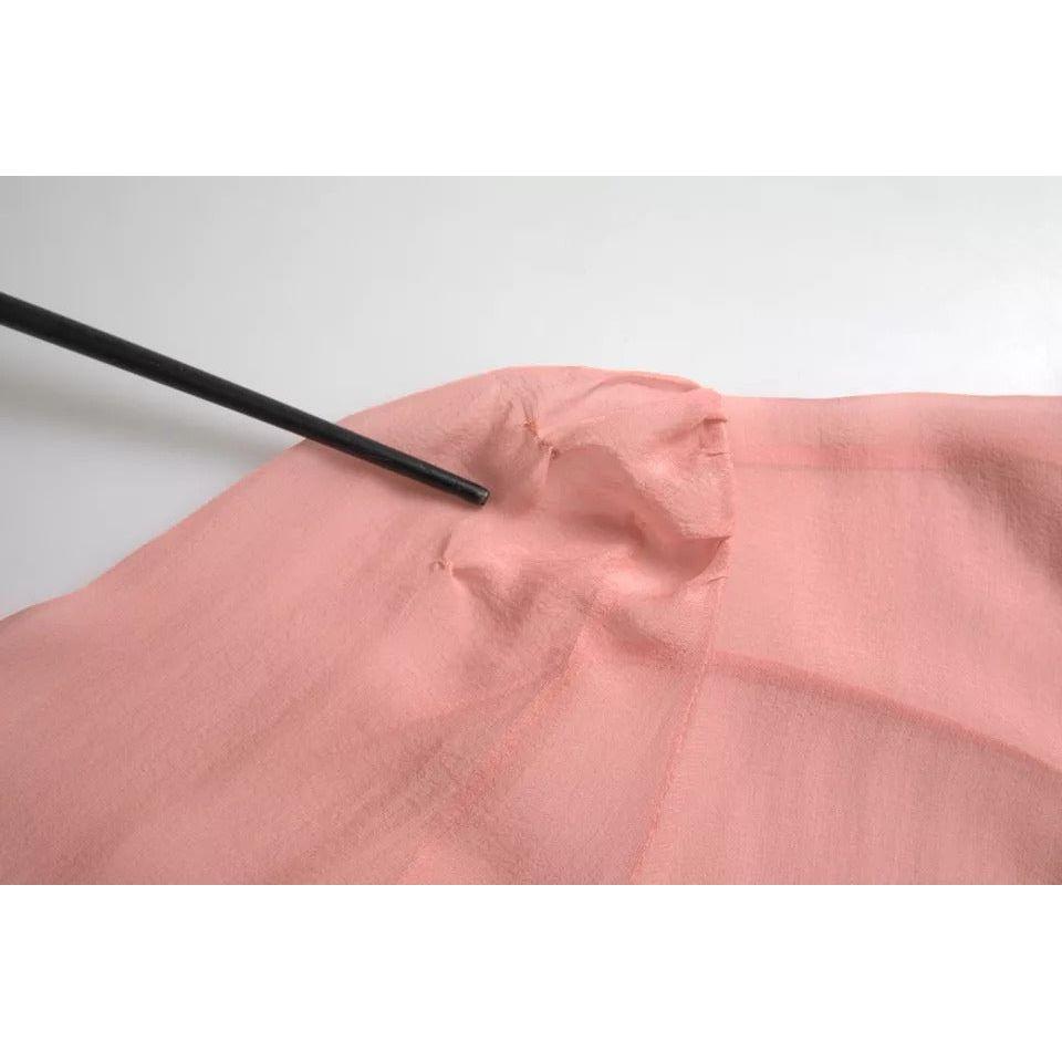 Dolce & Gabbana Pink Long Sleeves Ascot Collar Top Blouse Dolce & Gabbana Tan