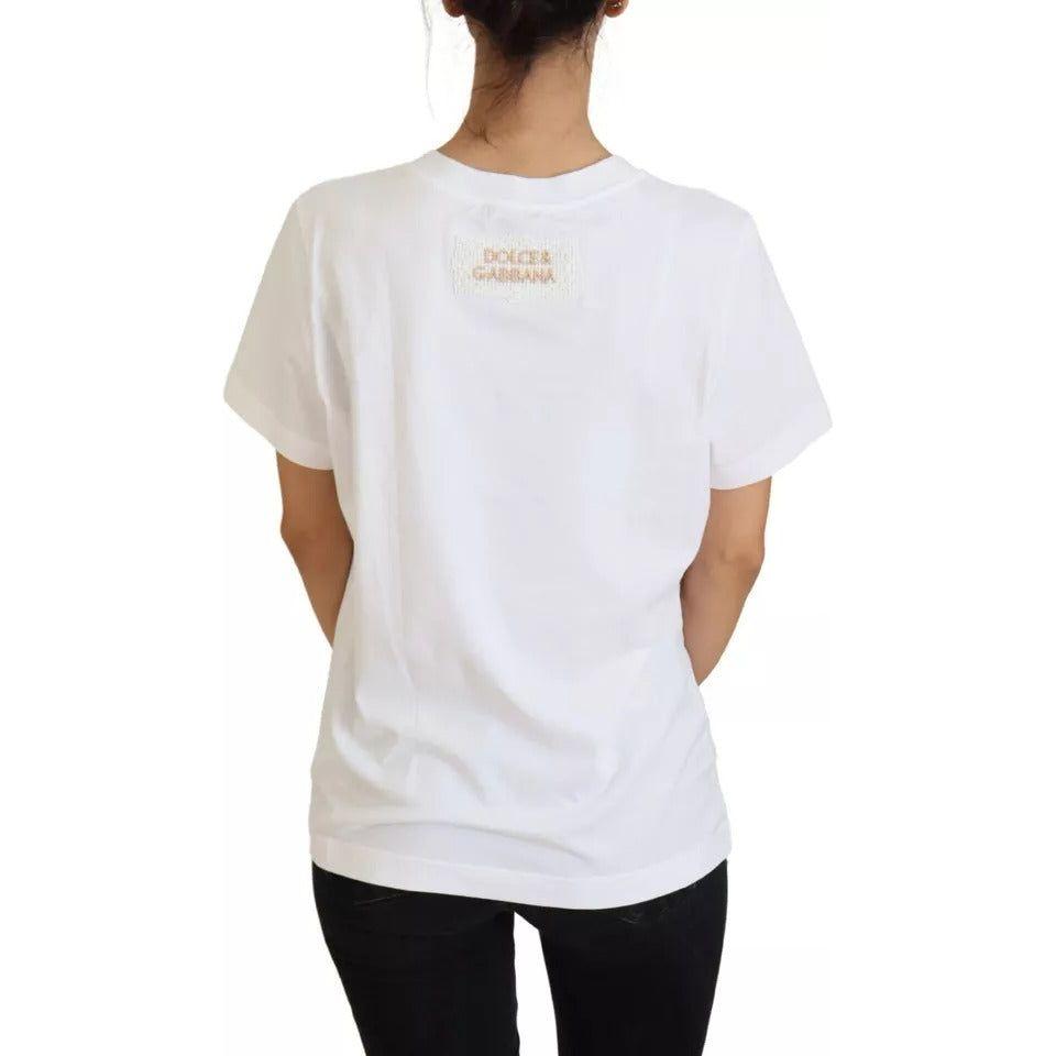 بلوزة Dolce &amp; Gabbana Optical بيضاء مطبوعة بأكمام قصيرة