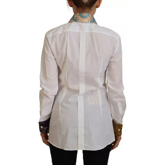 Dolce & Gabbana White Floral Jacquard Cotton Long Sleeves Top TSH83764-40
