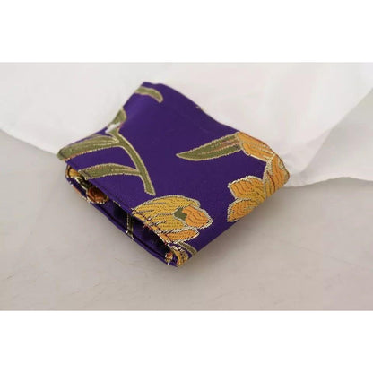 Dolce & Gabbana White Floral Jacquard Cotton Long Sleeves Top