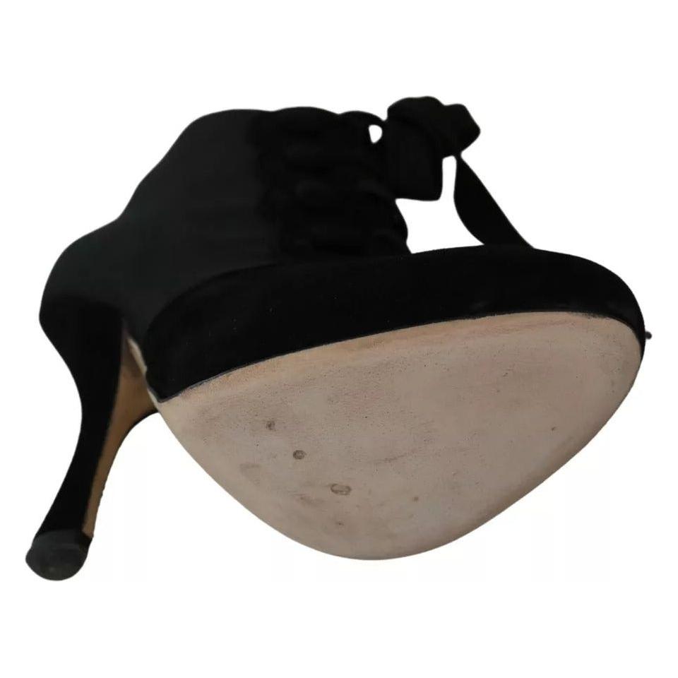 Dolce & Gabbana Black Suede Stretch Ankle Boots Booties Shoes