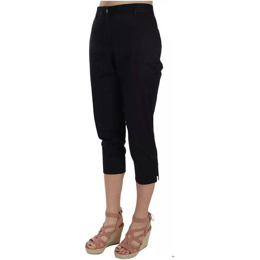 Dolce & Gabbana Black Cotton Cropped Capri Pants Dolce & Gabbana Black