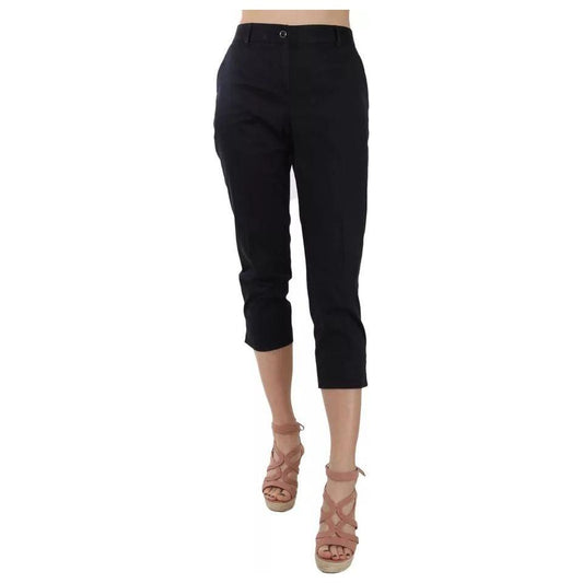 Dolce & Gabbana Black Cotton Cropped Capri Pants Dolce & Gabbana Tan
