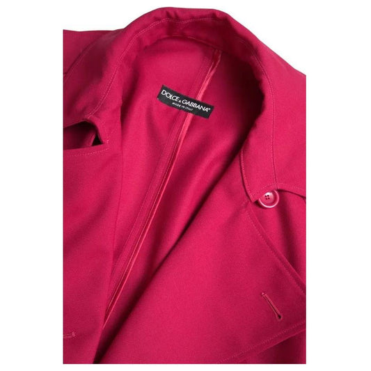 Dolce & Gabbana Dark Pink Double Breasted Trench Coat Jacket Dolce & Gabbana Maroon