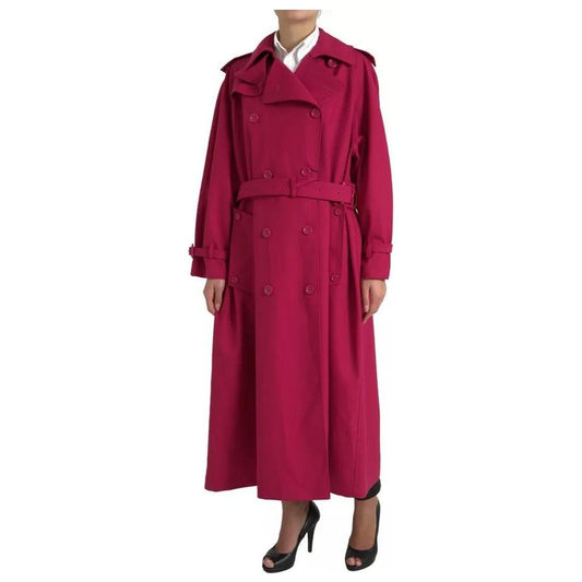 Dolce & Gabbana Dark Pink Double Breasted Trench Coat Jacket Dolce & Gabbana Brown