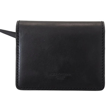 Dolce & Gabbana Black Leather Bifold Shoulder Sling Women Wallet