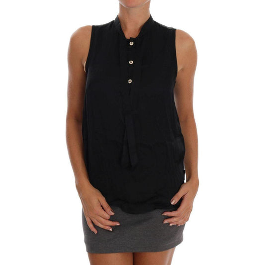 Versace Jeans Chic Sleeveless Black Shirt Blouse Blouse Top Versace Jeans Rosy Brown