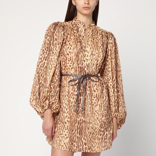 ZIMMERMANN Leopard print short dress in linen 4593DSS255LI/R_ZIMM-TL_109