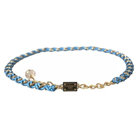 Dolce & Gabbana Blue Braided Gold Brass Chain Waist Belt Dolce & Gabbana Gray