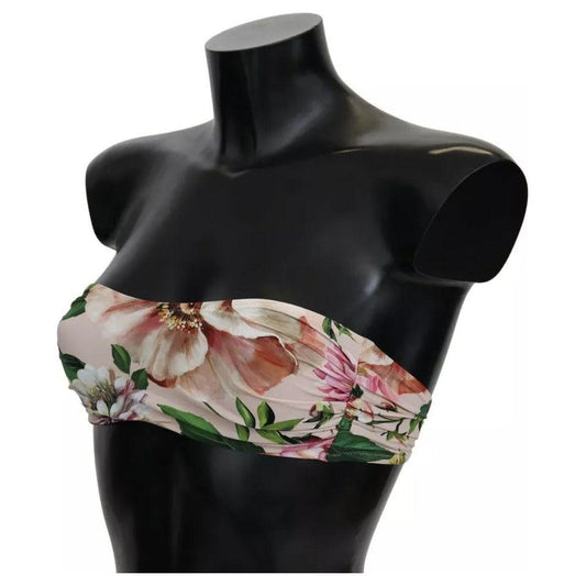 Dolce & Gabbana Pink Floral Print Swimsuit Beachwear Bikini Top Dolce & Gabbana Dark Gray