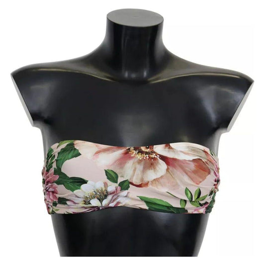 Dolce & Gabbana Pink Floral Print Swimsuit Beachwear Bikini Top Dolce & Gabbana Gray