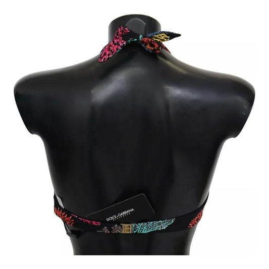 Dolce & Gabbana Black Corals Print Swimsuit Beachwear Bikini Top Dolce & Gabbana Black