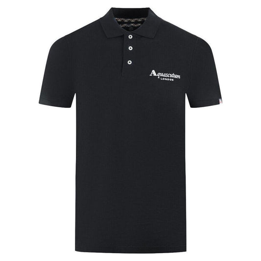 Aquascutum Elegant Contrast Logo Cotton Polo Shirt Aquascutum Black