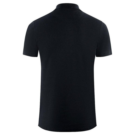Aquascutum Elegant Contrast Logo Cotton Polo Shirt Aquascutum Black