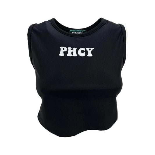 Pharmacy Industry Sleek Sleeveless Lycra Top with Chest Logo Pharmacy Industry Black