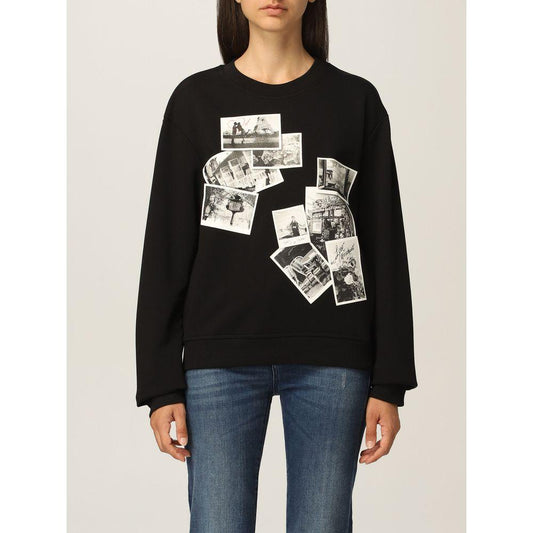 Love Moschino Chic Black Sweatshirt with Designer Emblem Love Moschino Light Gray