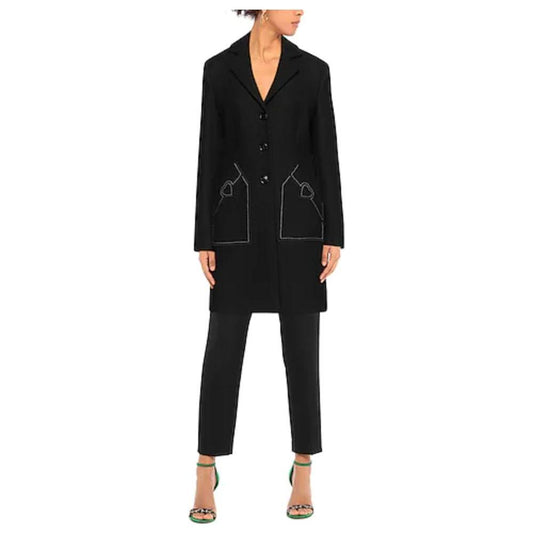 Love Moschino Black Wool Women Coat Love Moschino Black