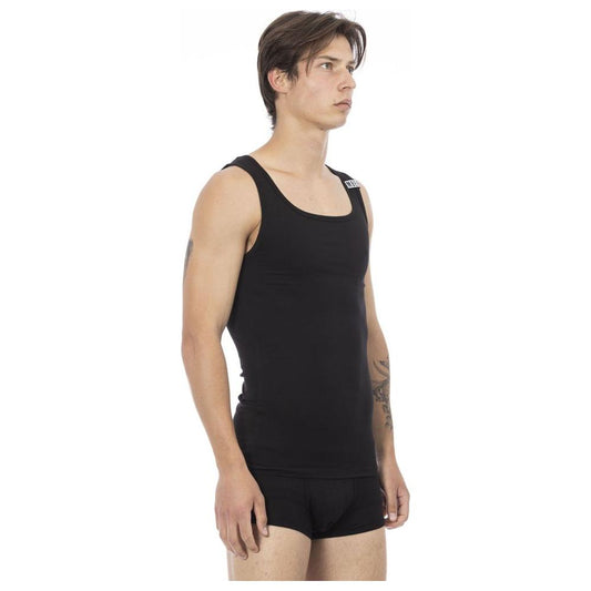 Bikkembergs Black Cotton Men's Tank Top Bikkembergs Tan