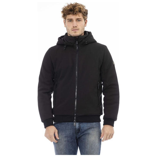 Baldinini Trend Black Polyester Men Jacket Baldinini Trend Dark Slate Gray