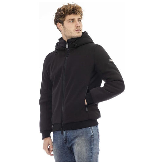 Baldinini Trend Black Polyester Men Jacket Baldinini Trend Dark Slate Gray