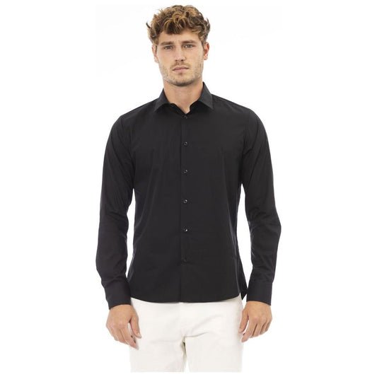 Baldinini Trend Black Cotton Men Shirt Baldinini Trend Light Gray