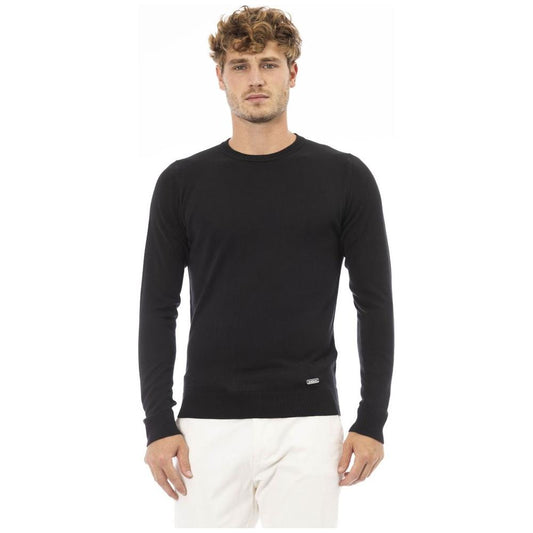 Baldinini Trend Black Modal Men Sweater Baldinini Trend Light Gray