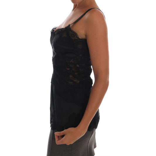 Dolce & Gabbana Silk Blend Black Lace Top Dressing Gown Dolce & Gabbana Rosy Brown