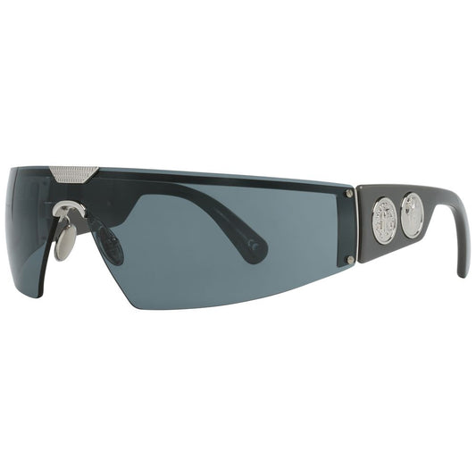 Roberto Cavalli Black Metal & Plastic Sunglasses with grey lenses, rimless, 100% UVA & UVB protection, for men.
