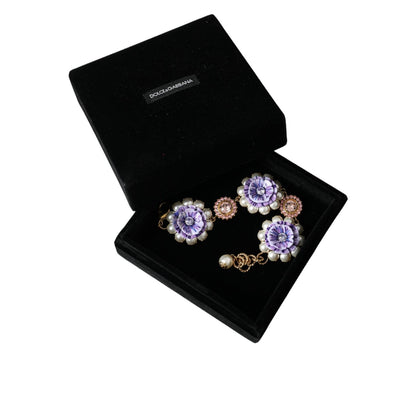 Dolce & Gabbana Gold FIORI BLOOMING Floral Baroque Crystals Bracelet Necklace