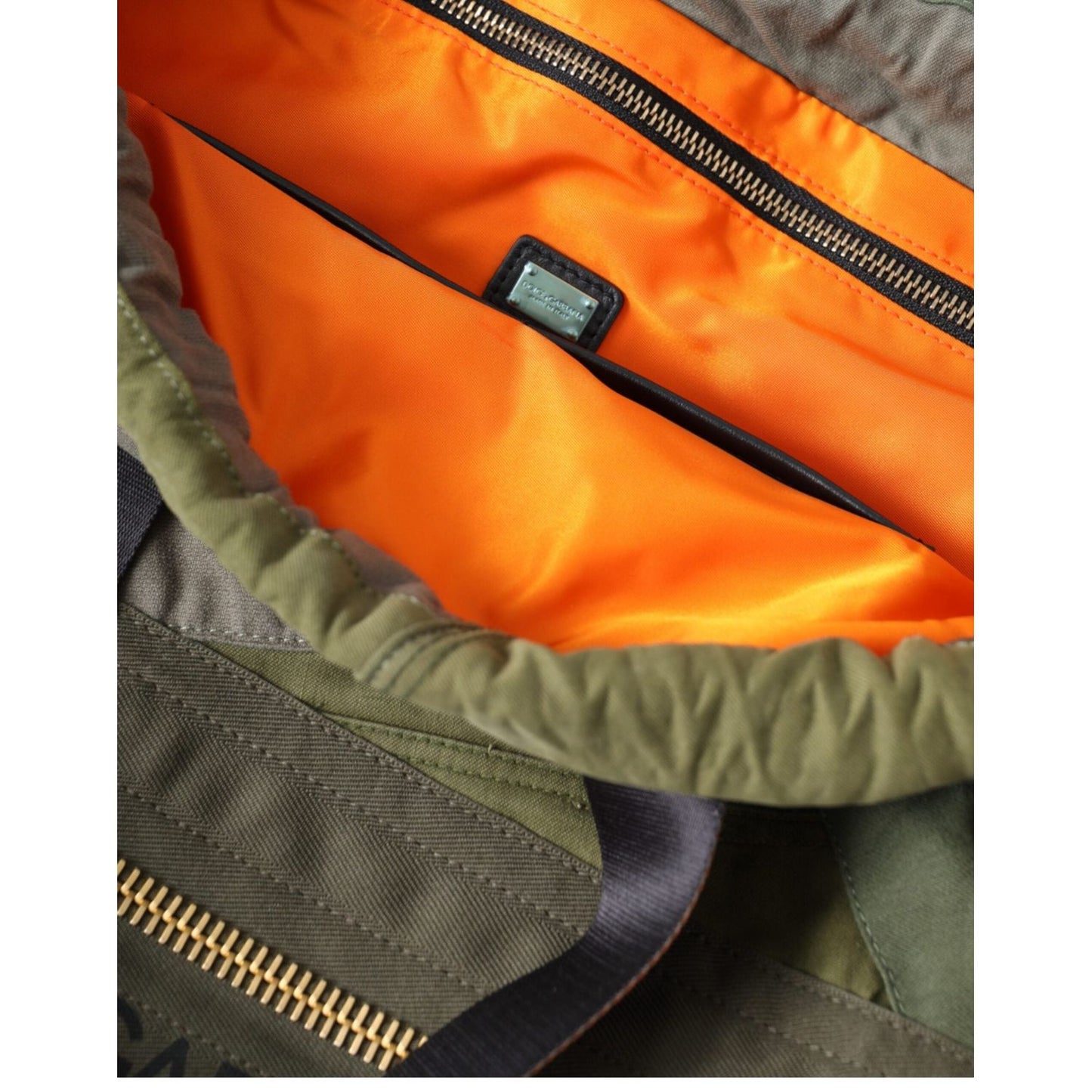 Dolce & Gabbana Military Green Patchwork Rucksack Backpack Bag