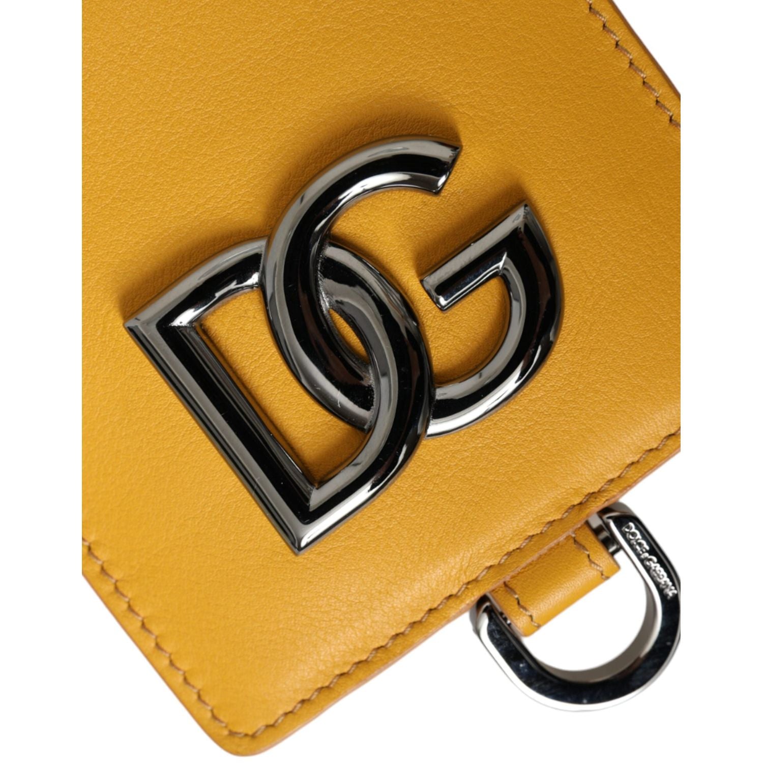 Dolce & Gabbana Orange Calf Leather Credit Card Holder Clip On Wallet