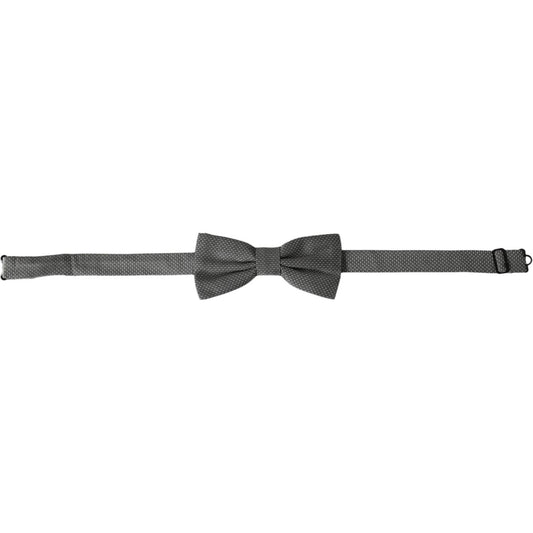 Dolce & Gabbana Gray Silk Patterned Adjustable Neck Men Papillon Bow Tie Dolce & Gabbana Dark Slate Gray