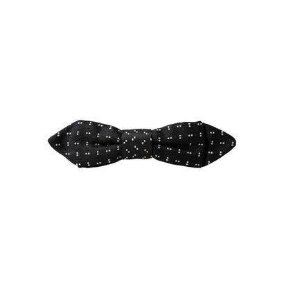 Dolce & Gabbana Black Silk Patterned Adjustable Neck Men Papillon Bow Tie