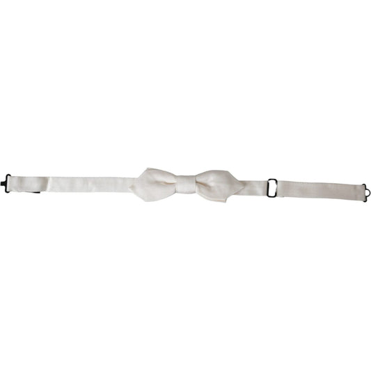 Dolce & Gabbana White Silk Adjustable Neck Men Papillon Bow Tie Dolce & Gabbana Gray