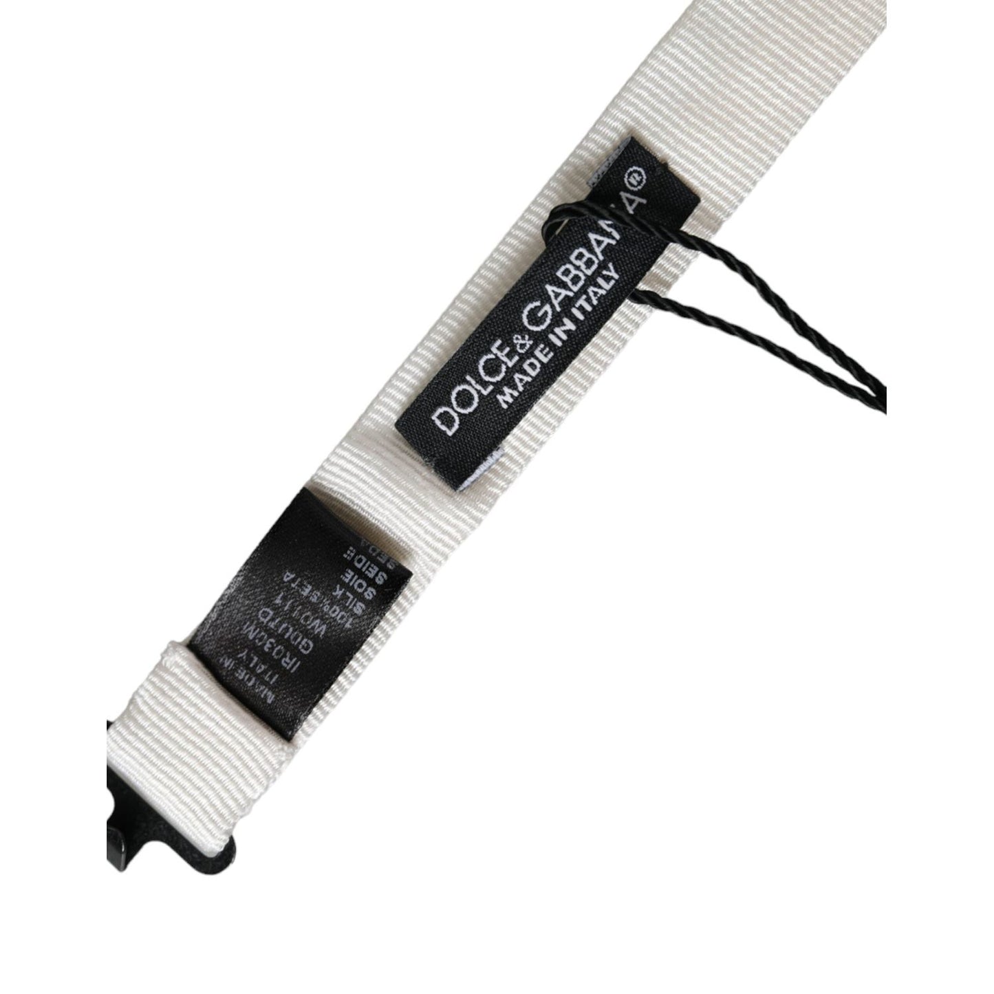 Dolce & Gabbana White Silk Adjustable Neck Men Papillon Bow Tie