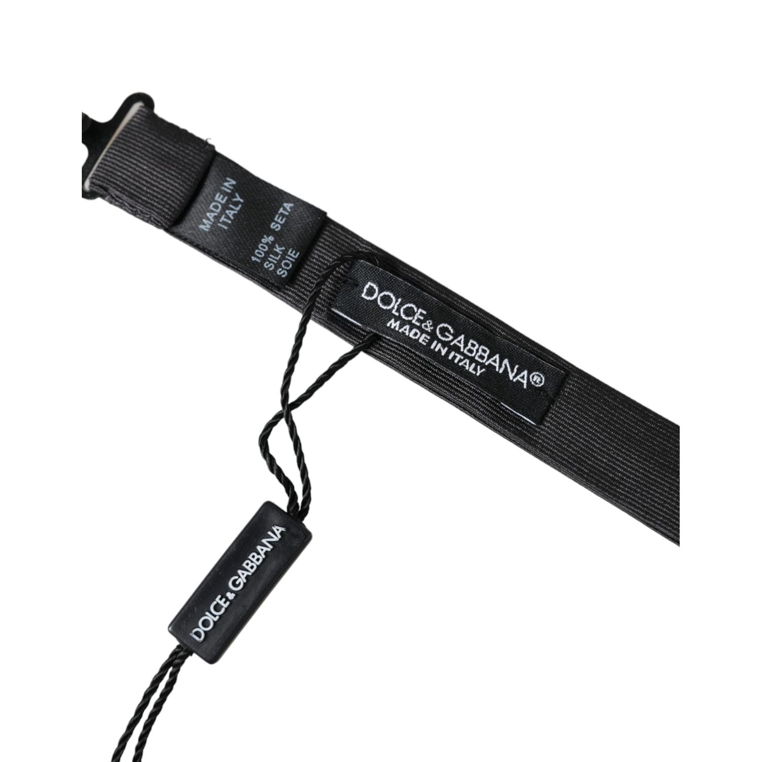 ربطة عنق رجالية من دولتشي آند غابانا مصنوعة من الحرير الأسود قابلة للتعديل